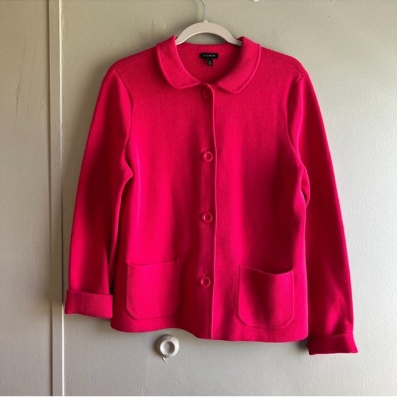 Talbots Pink Button Knit Stretch Blazer Preppy  - Size Medium - Picture 6 of 6